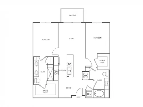 Floor plan Two Bedroom Two Bath (1062 SF )