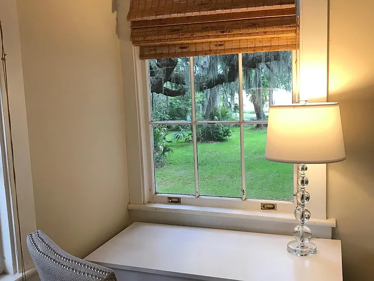 Desk in king bedroom overlooking the marsh