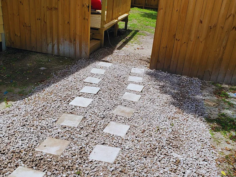 Charming studio entrance surrounded by nature and fresh air.