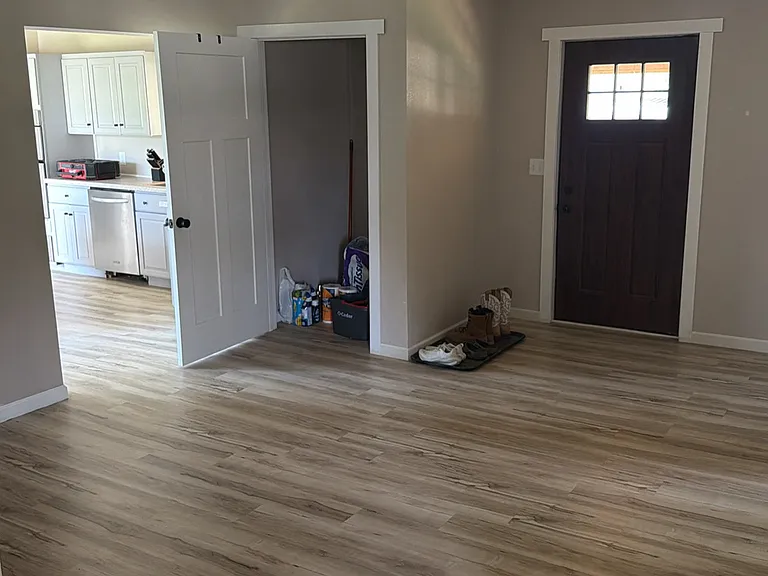 Dining room/entry way with big coat/shoe closet