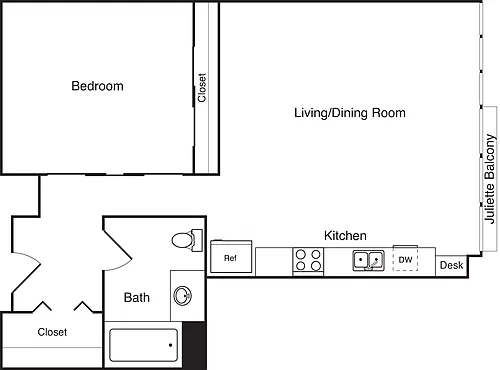 Floor plan Studio 617 Renovated