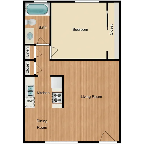 Floor plan 1 Bed 1 Bath