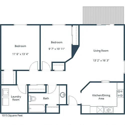 Floor plan Two Bedroom 21A