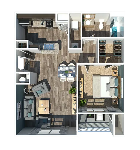 Floor plan A1 - One Bedroom, One Bathroom