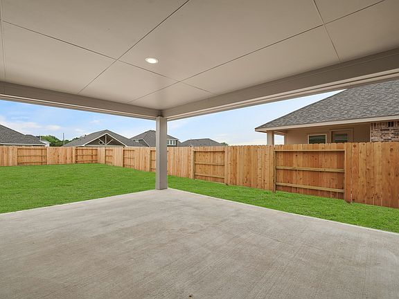 Covered patio in backyard