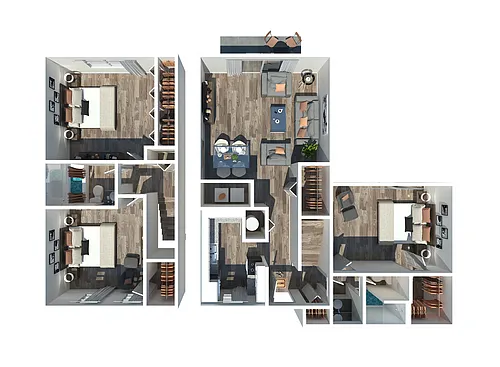 Floor plan The Huntley 3 Bedroom 2 Bath Townhome