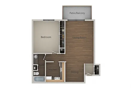 Floor plan 1 Bedroom 1 Bath (714 sq ft)
