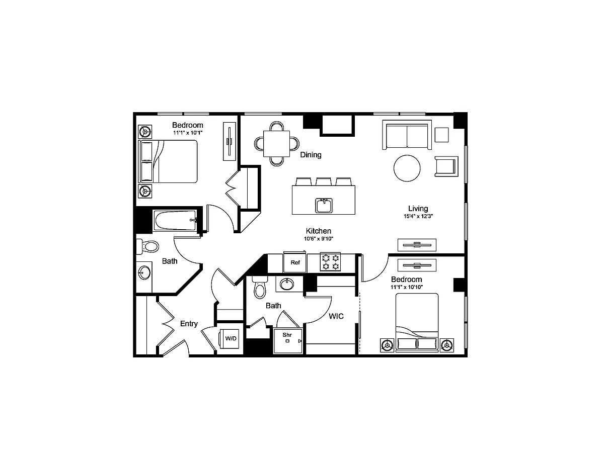 Floor plan 2 Bed/2 Bath-B5