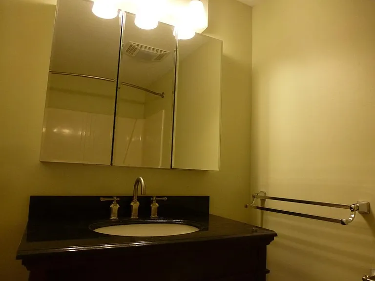 Granite vanity and medicine cabinet