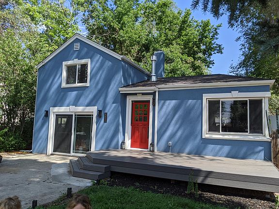 Beautiful new porch and flower bed.