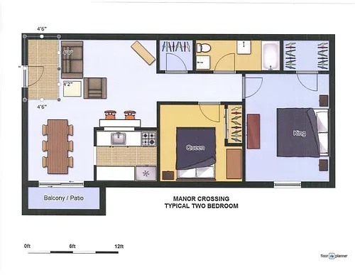 Floor plan 2 Bed, 1 Bath