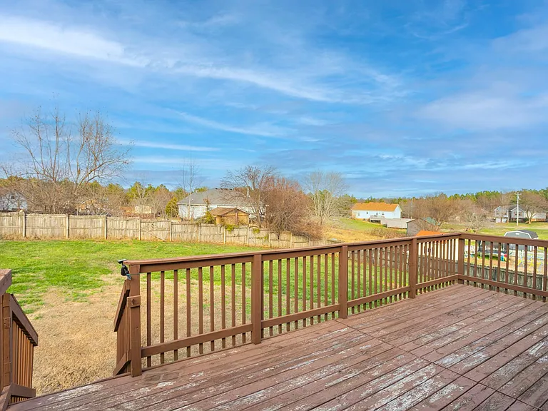 Large fenced yard with lovely country view