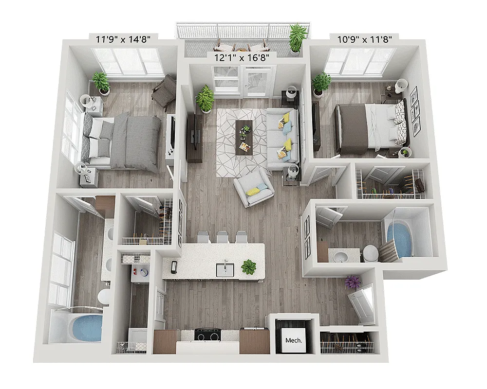 Floor plan Two Bedroom B2A