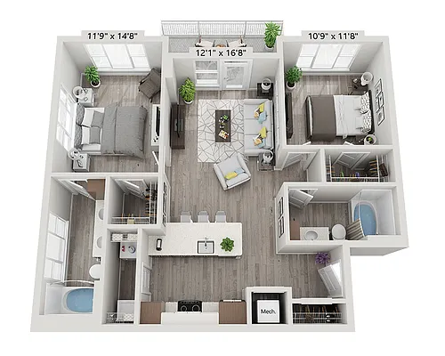 Floor plan Two Bedroom B2A