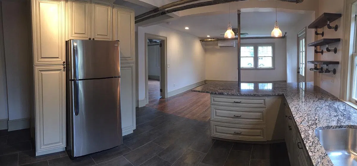 View from the kitchen into the living area