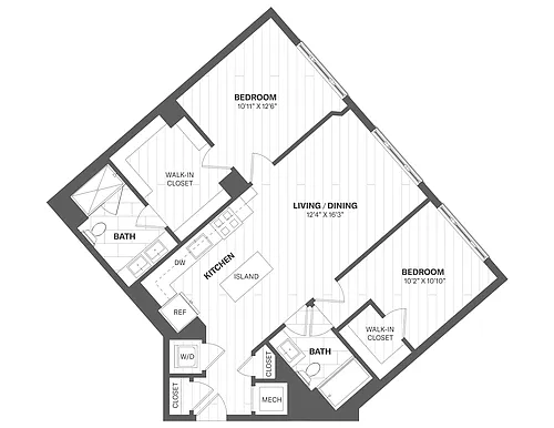 Floor plan 2A - 2 Bed/2 Bath