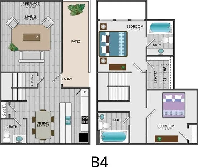 B4 - 2BD, 2.5BA - 1250SF B4 - 2BD, 2.5BA - 1250SF