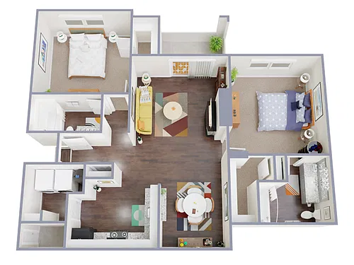 Floor plan 2 Bed, 2 Bath C (80% Income Restricted)