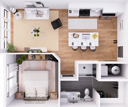 QT Tillmore-1B-2 630 - 3D Floorplan QT Tillmore-1B-2 630 - 3D Floorplan