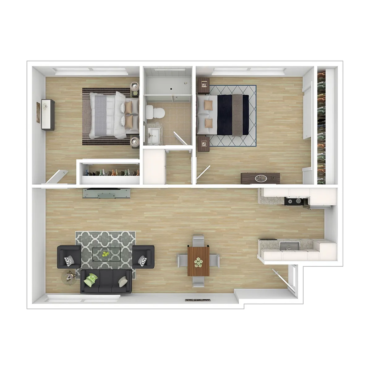 Floor plan 2 Bedroom 1 Bath