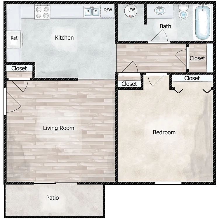 Floor plan 1 Bed 1 Bath