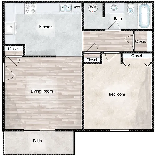 Floor plan 1 Bed 1 Bath