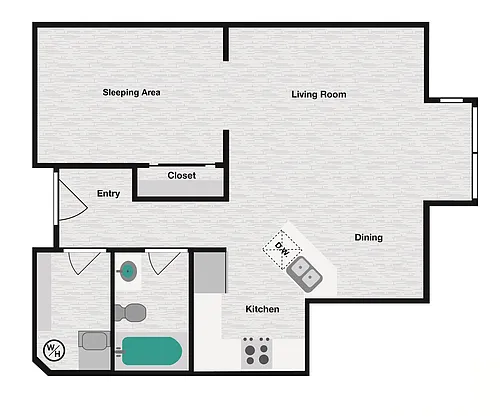 Floor plan Open 1x1 B