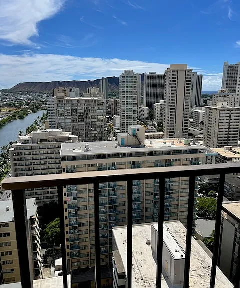 Balcony view towards Diamond Head Crater.