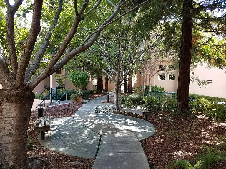 Newer seating along walkway