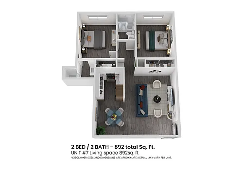 Floor plan 2-Bed 2-Bath