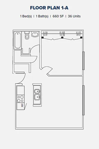 Floor plan One Bed - 1A