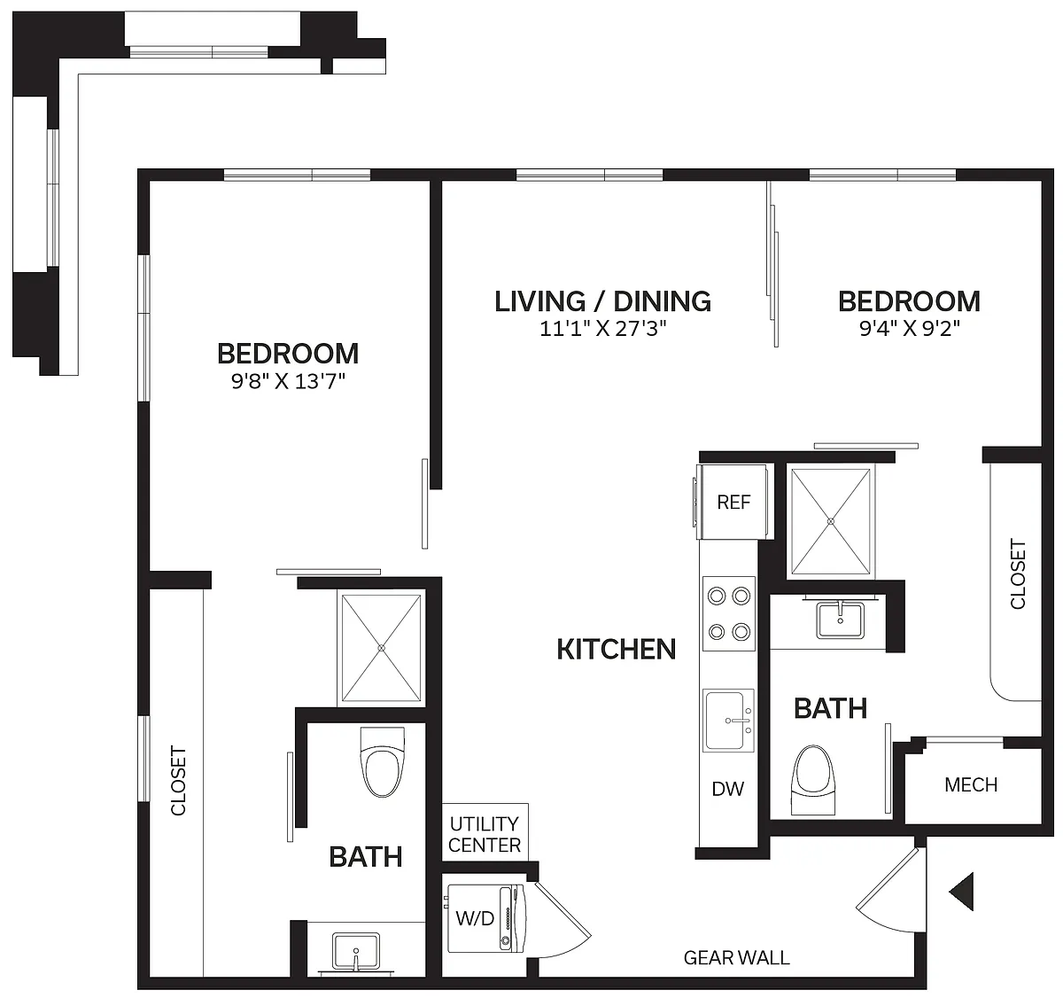 Floor plan 2 Bed/2 Bath-B4