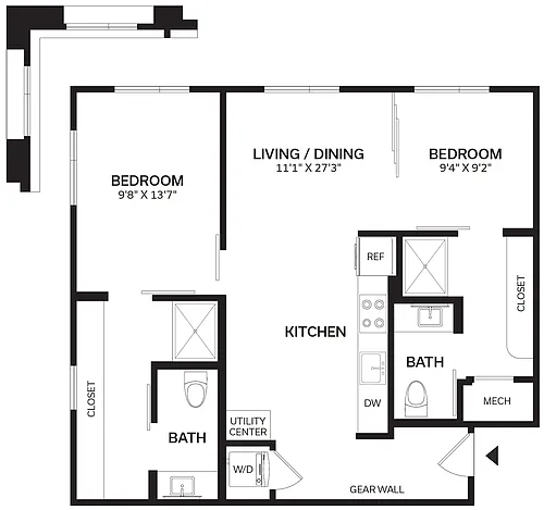 Floor plan 2 Bed/2 Bath-B4