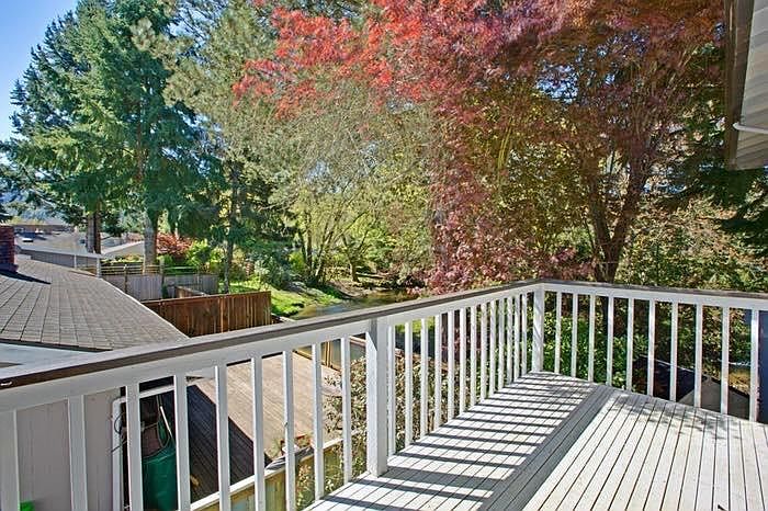South facing patio overlooking Issaquah Creek