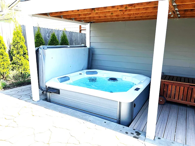 Back yard hot tub