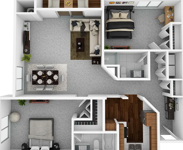 Two Bedroom Two Bathroom Floorplan Diagram