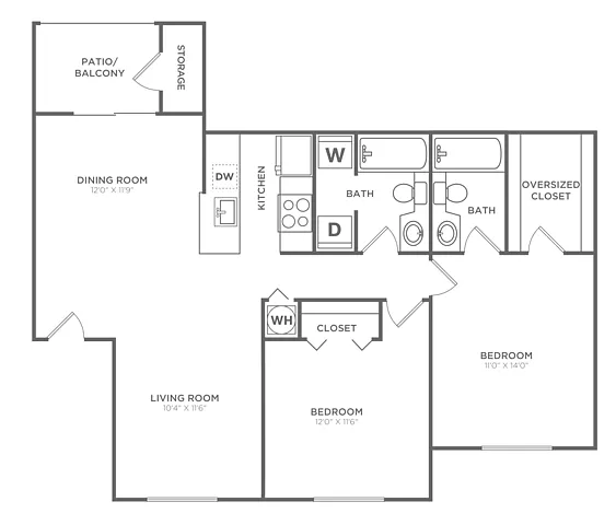 Floor plan Hobe Sound (1100 SF)