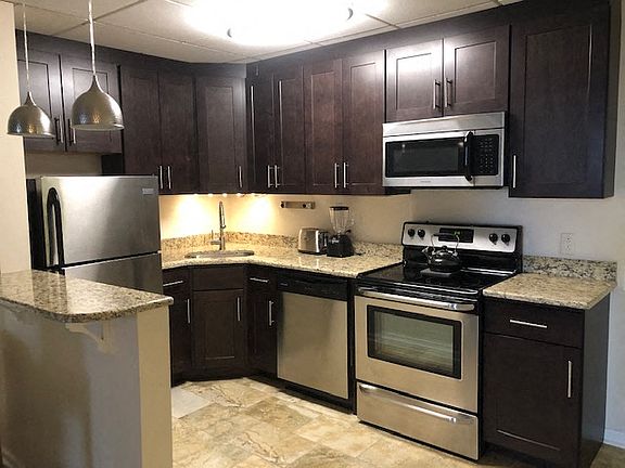 Kitchen with granite countertops