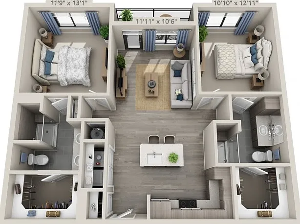 Floor plans are artist's rendering. All dimensions are approximate. Actual product and specifications may vary in dimension or detail. Not all features are available in every apartment. Prices and availability are subject to change. Floor plans are artist