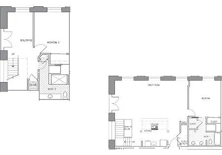 Floor plan 2 Bed 2 Bath with Den