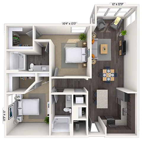 Floor plan Traditional A 2x2 993 - 1106 SF