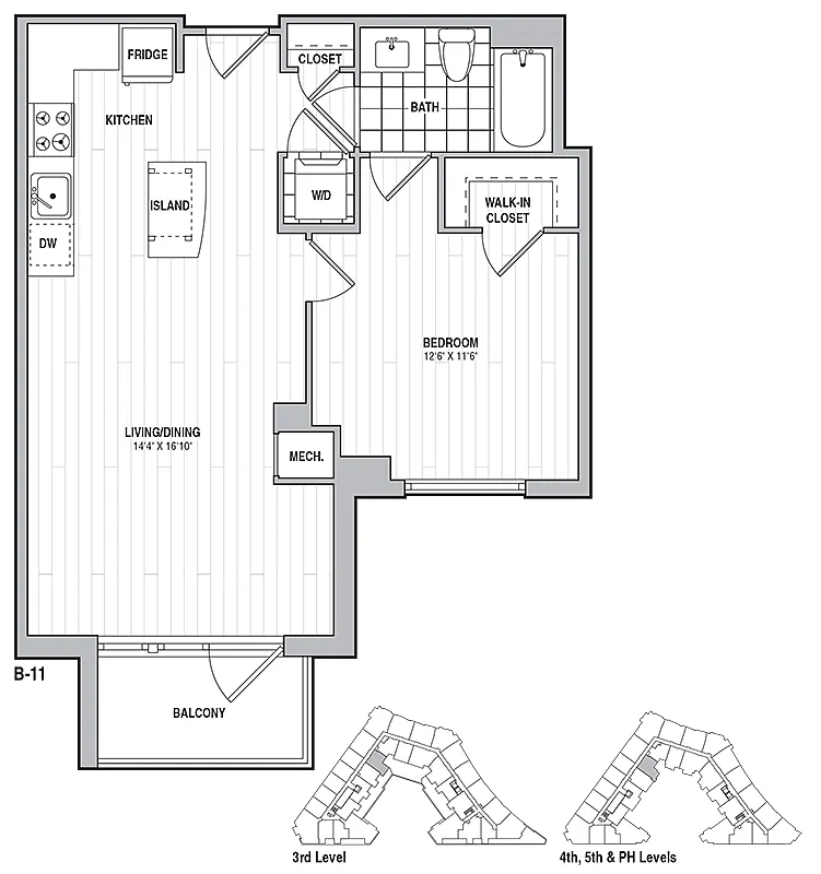 Floor plan 1 Bed 1 Bath 699