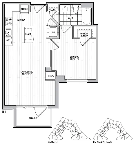 Floor plan 1 Bed 1 Bath 699
