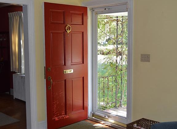 Clear view storm door allows for lots of sunshine