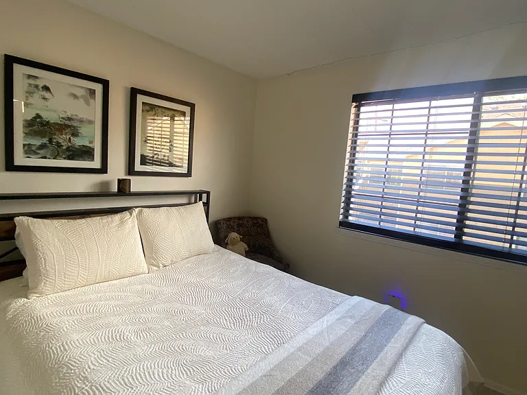 Very bright, south-facing bedroom.