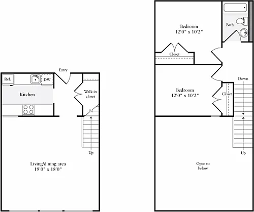 Floor plan The Lofts 2 Bedrooms P