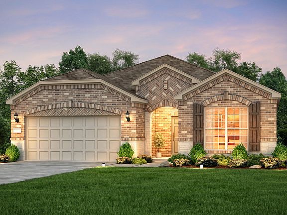 The Abbeyville, a one-story home with 2-car garage, shown with Home Exterior D