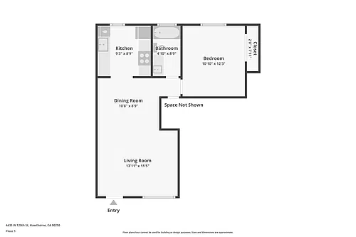 Floor plan 1 Bed 1 Bath