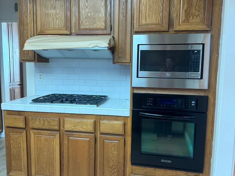 Stove top with microwave and oven