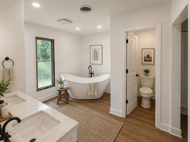 2nd floor master bath with soaking tub and water closet